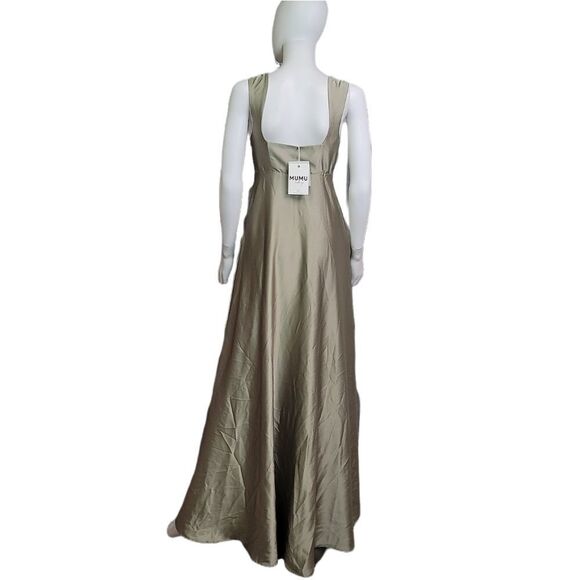 Show Me Your MuMu Madi Gown Green Moss Satin - Picture 6 of 11